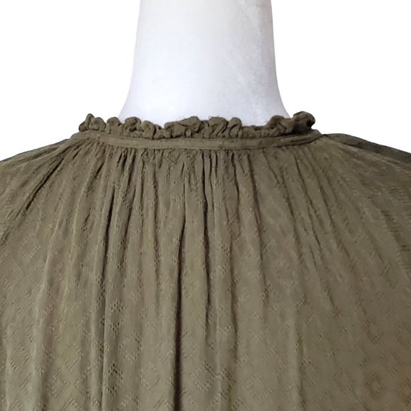a.n.a Women's Ruffle Front Pirate Blouse Medium Rich Avocado - Picture 7 of 15
